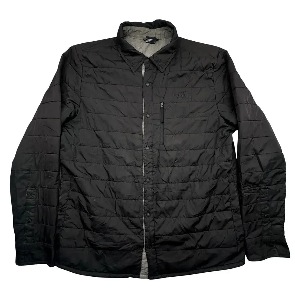 The North Face Padded Shirt Jacket Mens Large NF0A4P8G Black Puffer Snap Button